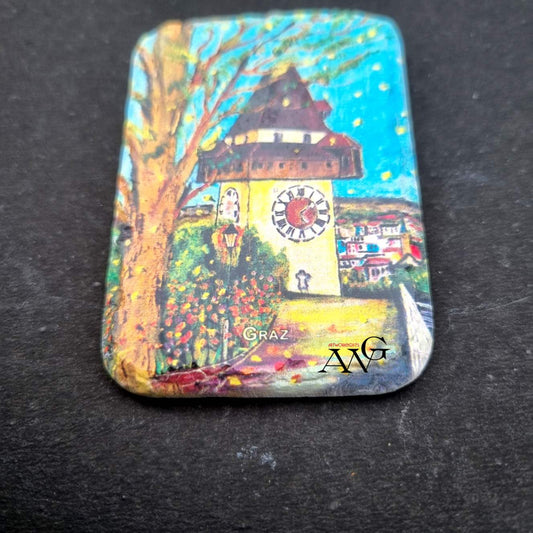 Graz Uhrturm 31 fridge Magnet ceramic stone