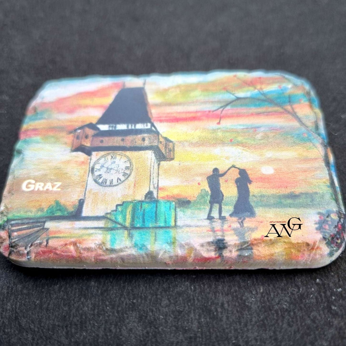 GRAZ .Tanz beim Uhrturm fridge Magnet ceramic  stone