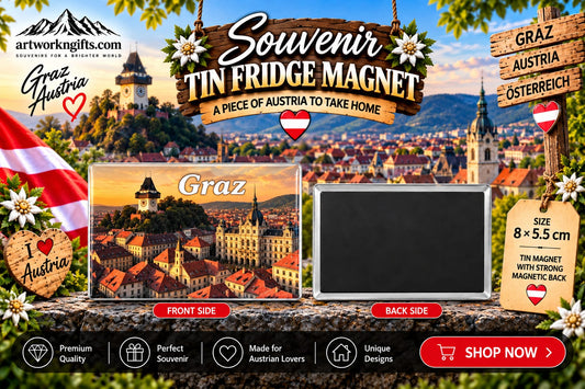 Graz Austria Tin Fridge Magnet – 8 × 5.5 cm | 20 Different Designs