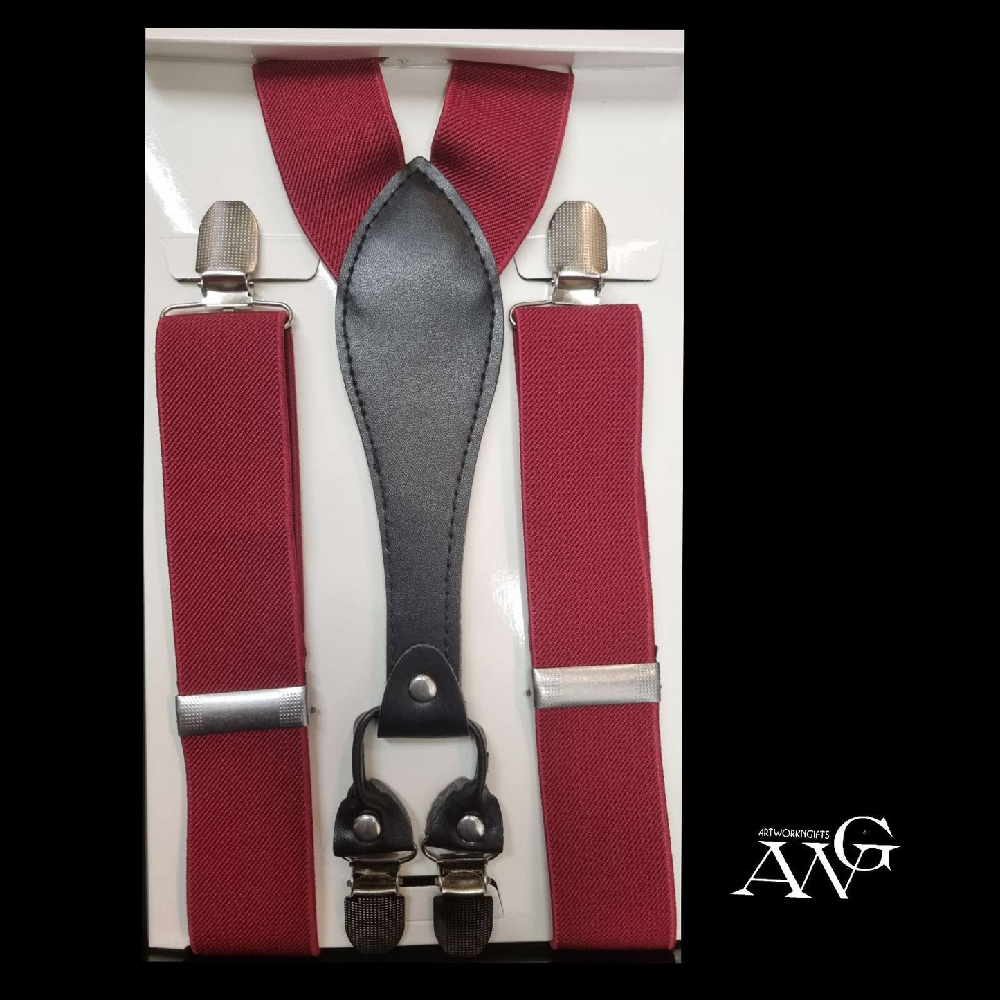 Red Unisex Adjustable Elastic Y-Back Suspenders With Strong Metal Clips For Men And Women