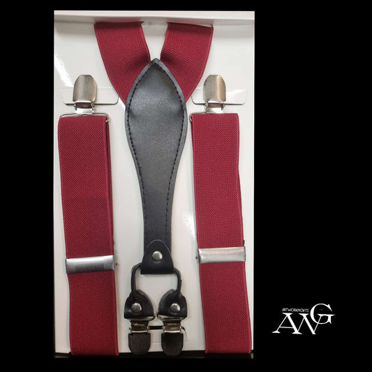 Red Unisex Adjustable Elastic Y-Back Suspenders With Strong Metal Clips For Men And Women
