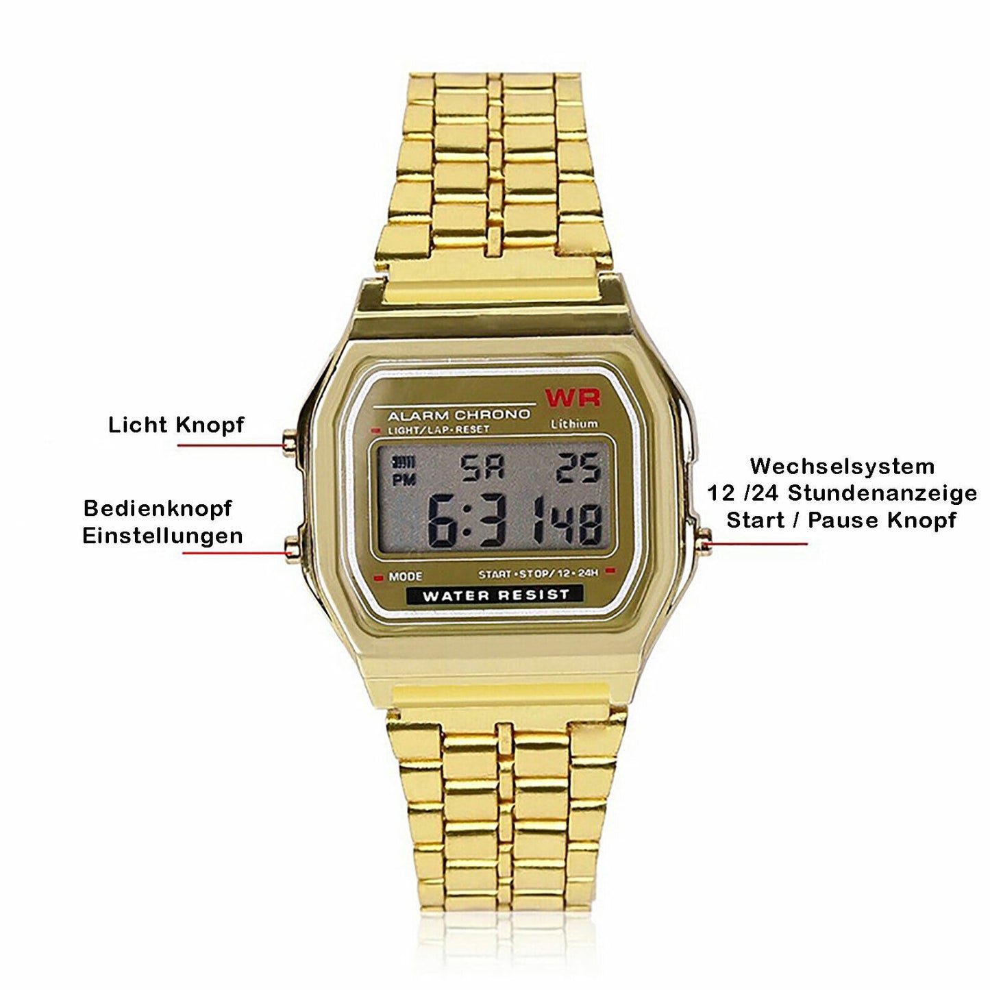 Men Women Digital Watch LED Wrist Watch Metal Outdoor  Quartz Retro Unisex