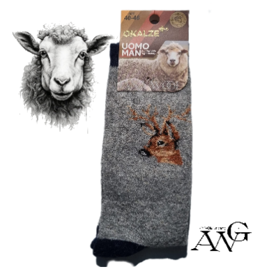 Men's Sheep's Wool Socks with  Christmas deer Motiv