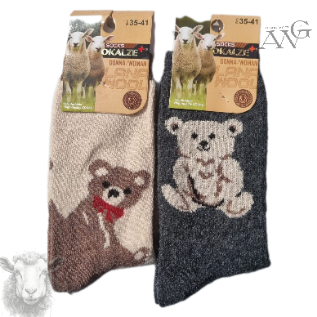 Women's Sheep's Wool Socks with  teddy bear Motiv