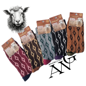 Women's Sheep's Wool Socks with Seamless pattern of geometric shapes