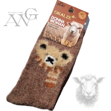 Women's Sheep's Wool Socks with 3d bear Motiv