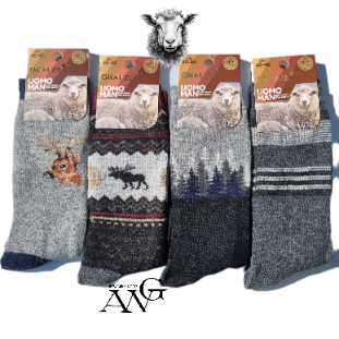 Men's Sheep's Wool Socks with  Christmas deer Motiv